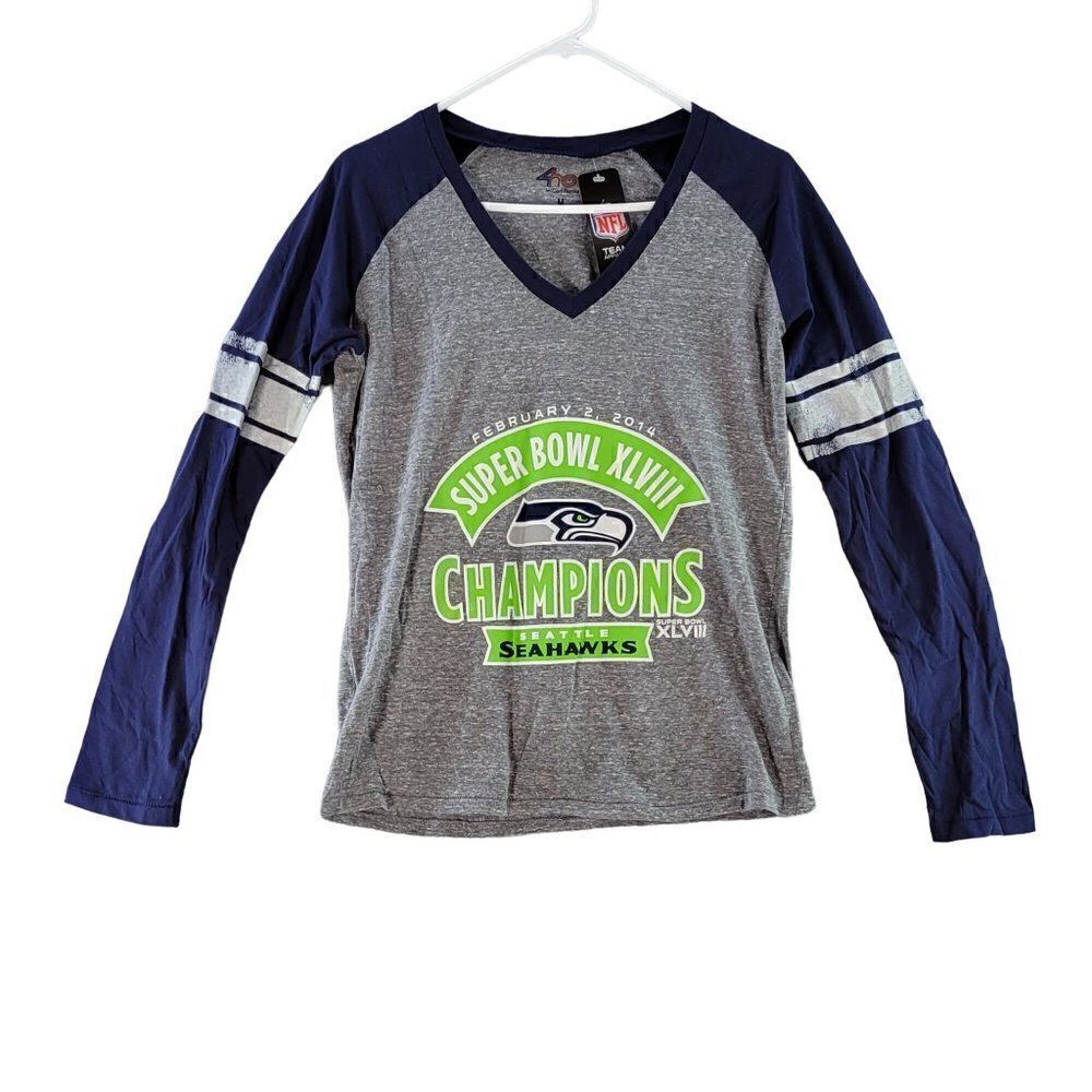 NFL Seattle Seahawks Superbowl 48 Champions Womens Long Sleeve T-shirt Sz M
